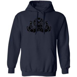 Black Distressed Emblem Hoodies for Adults (Octopus/Matey)