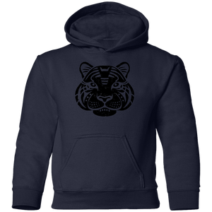 Black Distressed Emblem Hoodies for Kids (Tiger/Siber)