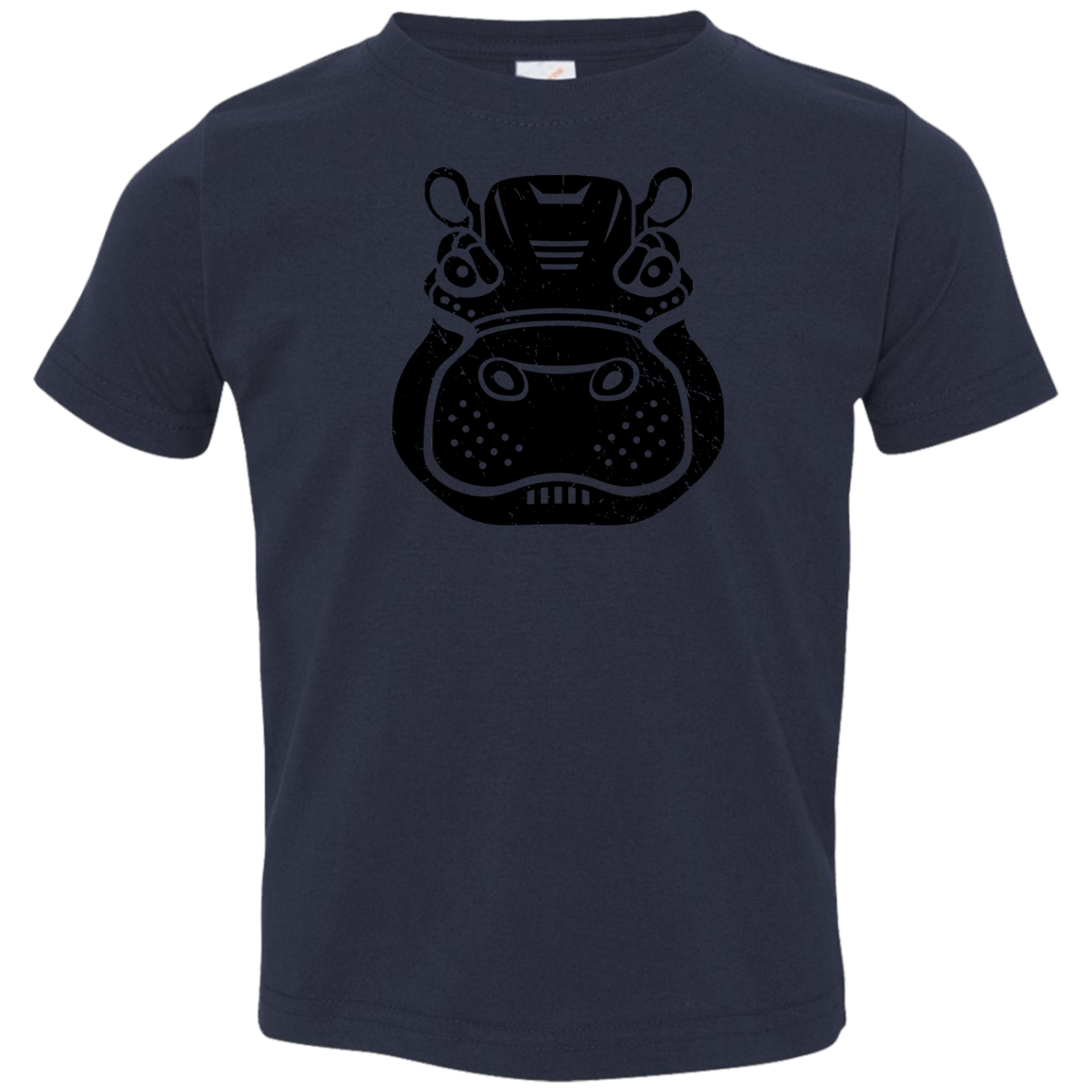 Black Distressed Emblem T-Shirt for Toddlers (Hippo/Teal)